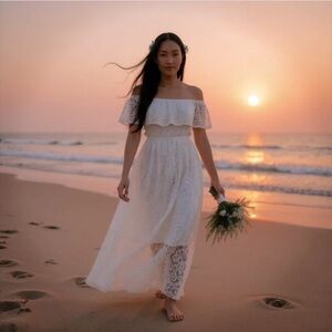 Soma Off The Shoulder Burnout Maxi Lace Dress Size Small